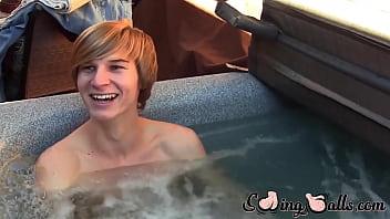 Preview 1 of Pusy Closup - Skinny blond amateur plays with his balls while masturbating