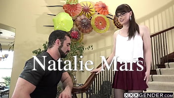 Preview 1 of Son Massage Mom After Yoga - Dirty guy licking shemales Natalie Mars hard dick before fucked her asshole