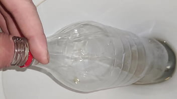 Preview 2 of Fat Tits Nacho - Piss Bursting Into A Bottle After Long Desperation