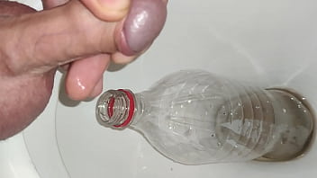 Preview 4 of Fat Tits Nacho - Piss Bursting Into A Bottle After Long Desperation