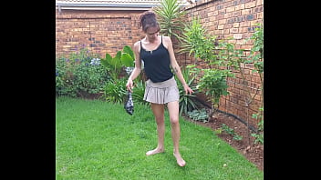 Preview 4 of Pov With Stepmommy - Skinny small girl pissing and twerking her tiny ass in the garden