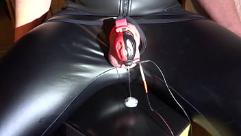 Preview 4 of Small Lasy - E-stim cum milking with chastity cage