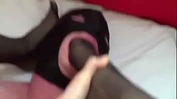 Preview 4 of Big Analed Pron - Foot Worship in Black Stockings