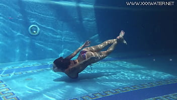 Preview 3 of Mentally Retarded Girl Sex - Pornstar Heidi Van Horny swims naked in the pool