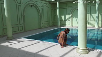 Preview 1 of Mentally Retarded Girl Sex - Pornstar Heidi Van Horny swims naked in the pool