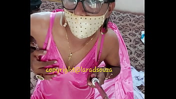 Preview 1 of Vk Pussy Beach - Indian crossdresser model Lara D&#039_Souza in pink satin nighty