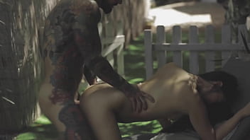 Preview 3 of English Mom Xxx Fuck Video - JoyBear - Sensual Outdoor Fuck With Katana and Juan Lucho