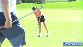 Preview 2 of Banla Sixy - Young amateur cutie girl Adria gets naughty on the golf field and gets fully naked