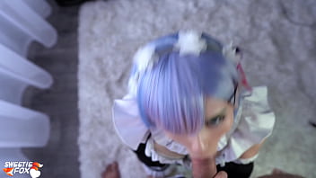 Preview 4 of Big Lady Young - Kawaii Maid Gives Deepthroat Boss Dick to Cum In Mouth POV