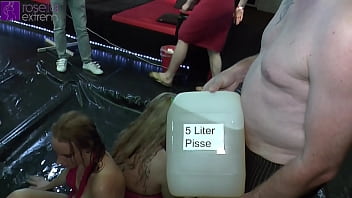 Preview 3 of She Rides Him Until Cum Inside - 10 liter of piss for 2 piss sluts! Men and women piss orgy! Part 1