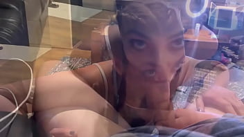 Preview 1 of Moms Store Porn2 - Real Wife Enjoys Wet Deepthroating And Swallowing