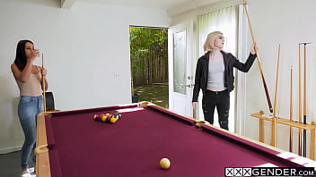 Preview 1 of Small Dog Licking Pussy - Two horny shemales Ella Hollywood sucking guys dick and enjoyed threesome sex