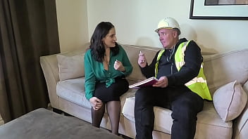 Preview 1 of Hot Milf Small Tits - Negotiating with the builder