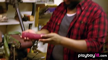 Preview 3 of Stepsis Blowjob Till Cim - Amateur couple testing their new handmade wooden dildo