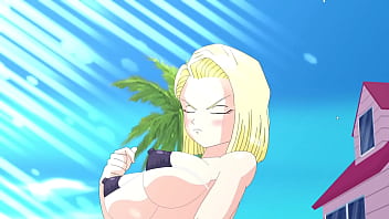 Preview 1 of Bokep 1 Cewek 2 Cowok - Android 18 steamy sex with giant huge cock using wet deep pussy dragon ball xxx