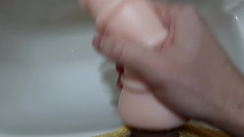 Preview 2 of Uhdcntrwy - Such intense ORGAMS using a VAGINA TOY over his Sink