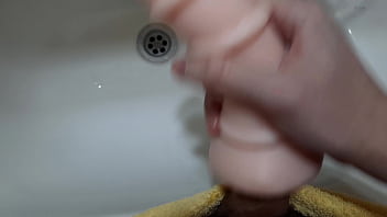 Preview 4 of Uhdcntrwy - Such intense ORGAMS using a VAGINA TOY over his Sink