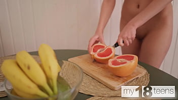 Preview 1 of Scat Big Ass - MY18TEENS - Model Lana Broks is wildly horny that fucks herself with a banana