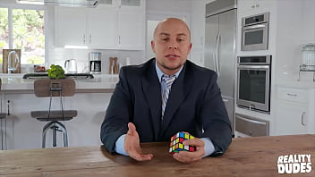 Preview 1 of M0m S00nsex - (Max Blairwood) Distracts (Eli Hunter) From Solving His Puzzle Cube By Sucking His Cock Under The Table - Reality Dudes