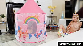 Preview 2 of Hard Son Ass - Stepbro caught fapping inside Stepsisters unicorn fortress