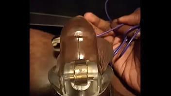 Preview 2 of Hardcore Xx Video - Cock vibes in cage with plug in ass
