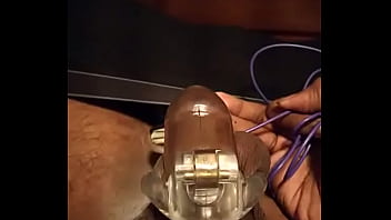Preview 1 of Hardcore Xx Video - Cock vibes in cage with plug in ass