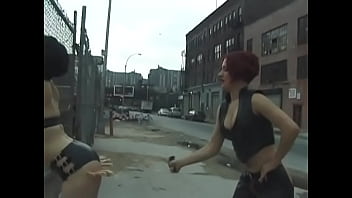 Preview 2 of Krgzistan Pornolari - Hot bitch with red hair attaches a brunette to the fence and punished her with clothespins