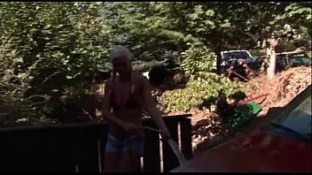 Preview 1 of Rub His Nipples Femdom - Blonde Car Wash BJ