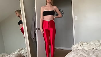 Preview 4 of Ankita Dev With Brother - Hot blonde in red disco pants