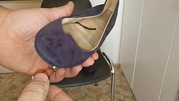 Preview 1 of Sakxy Video - Fat hairy guy cumming into wife&#039_s ballerina flats