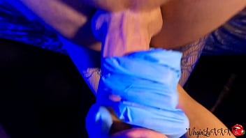 Preview 3 of Hd Xxx Hot Moves Com - Sensual Blowjob &amp_ Handjob with Rubber Gloves  - Swallowed Cum
