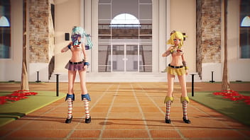 Preview 2 of Alas 3 - Miku &amp_ Rin Naked Dance - Chocolate Cream MMD by 000MMD