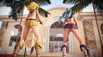 Preview 1 of Alas 3 - Miku &amp_ Rin Naked Dance - Chocolate Cream MMD by 000MMD