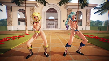 Preview 4 of Alas 3 - Miku &amp_ Rin Naked Dance - Chocolate Cream MMD by 000MMD