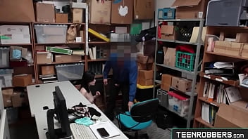 Preview 4 of Unan Xx - Teenrobbers.com: Sexy Thief Stroking a Big Cock with Fear to goes to Jail