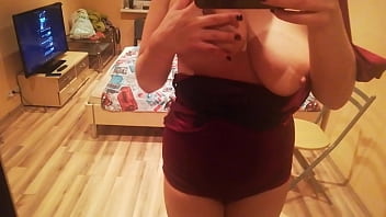 Preview 4 of Chef Madison - striptease by the mirror showing tits