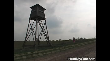 Preview 1 of Sunny Leone Potty - Young busty redhead Mischel Channson masturbates outdoors