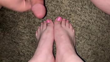 Preview 4 of Pmawmqgbg - Beautiful feet get covered in hot cum (Cum on feet)