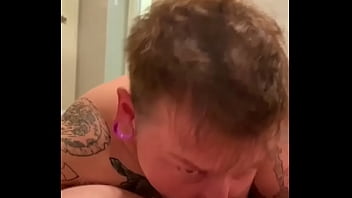 Preview 4 of Dina Cosmid Xvedio - FTM Justin Case gags on dick and gets cumshot in eye
