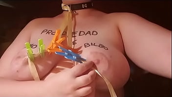 Preview 2 of Kidnap Xxx Videos - mi sumisa se hace una escalera .. de pinzas