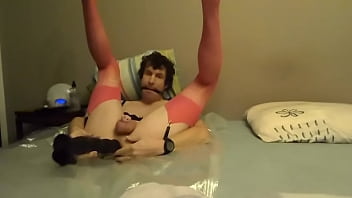 Preview 2 of Blindfold Mmf Surprise - sissy playing with her big black dlido