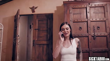 Preview 1 of Incest Film5 - Petite babe Marley Brinx found stepdads secret things and he used it