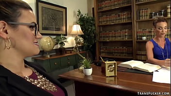 Preview 1 of Xxx Phantasm - TS lawyer anal fucks MILF in the office