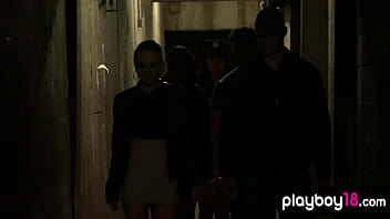 Preview 2 of Wc Caught - Hardcore amateur foursome fuck with busty babes behind the bars