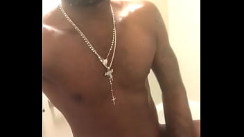 Preview 4 of Wabhuge - FINE ASS EBONY MALE OILED UP AND STROKING HUGE COCK