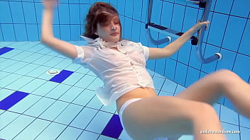 Preview 1 of W W W Badwap Move - Big tits brunette babe Zuzanna swimming in the pool