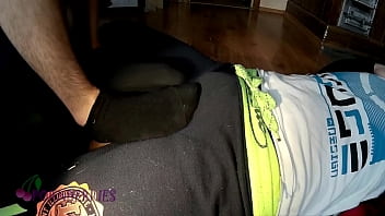 Preview 1 of Indija Anty - My friend agreed to give me an intense foot-job in black socks