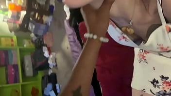 Preview 2 of Penis Besar Vs Body Besar - Pretty tattoo girl in knee high socks gets creamy facial