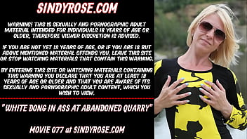 Preview 1 of Crie Dp - Sindy Rose white dong in ass at abandoned quarry