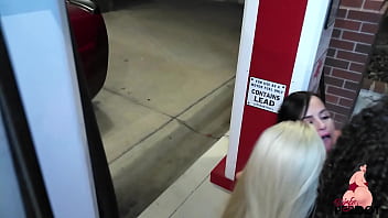 Preview 4 of Pit Japan - PAWG Virgo Peridot and 2 Big Booty Friends Fuck Each Other at Gas Station